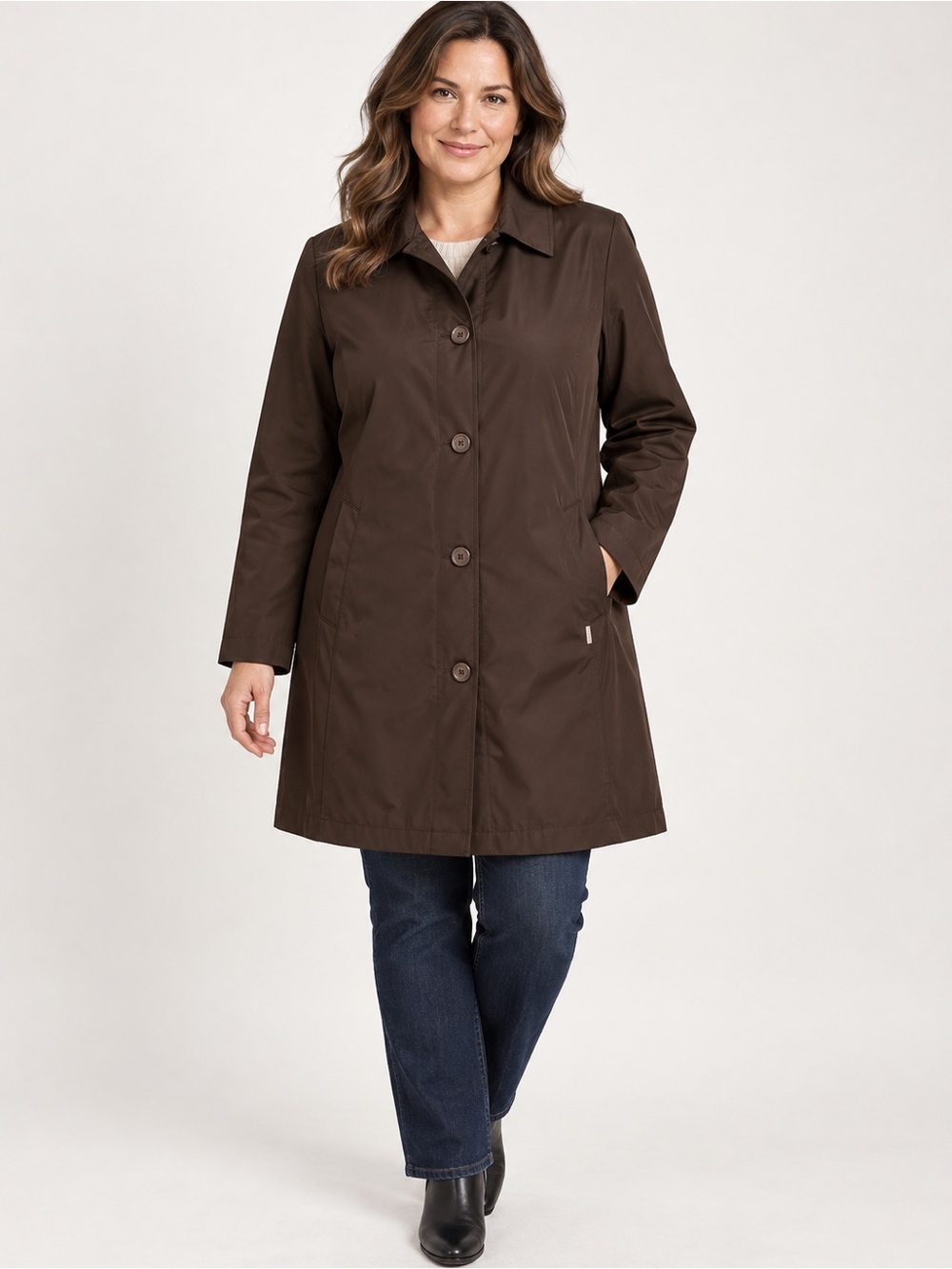 Liz Claiborne Chocolate Brown Single-Breasted Trench Coat